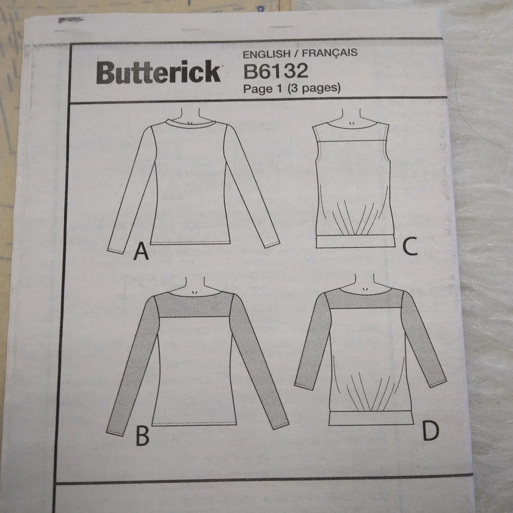 BUTTERICK B6132 SZ 6-14 MISSES Close Fitting Pullover Top In 4 Variations